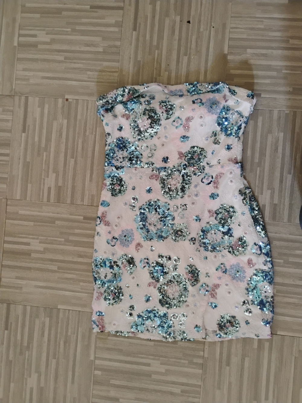 City Triangles Pink Sequin Floral Mini Dress